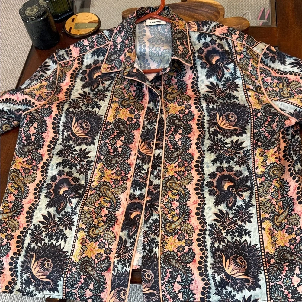 Sandro Pink and Black Floral Blouse - Picture 5 of 11